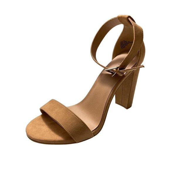 Torrid Womens New Beige Y2K Faux Suede Two Strap Tapered Heel Sandals 10.5WW - Picture 2 of 10